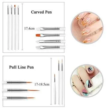 JOYJULY 20pcs Nail Art Design Tools, 15pcs Painting Brushes Set with 5pcs Dotting Pens, WHITE …