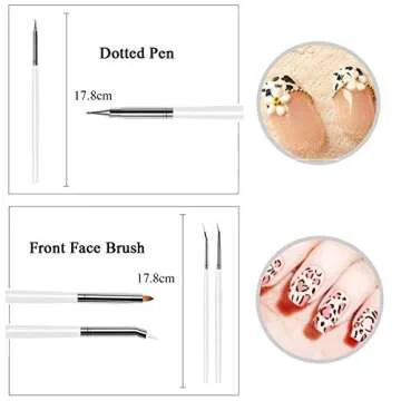 JOYJULY 20pcs Nail Art Design Tools, 15pcs Painting Brushes Set with 5pcs Dotting Pens, WHITE …