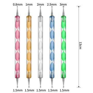 JOYJULY 20pcs Nail Art Design Tools, 15pcs Painting Brushes Set with 5pcs Dotting Pens, WHITE …