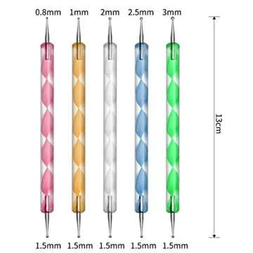 JOYJULY 20pcs Nail Art Design Tools, 15pcs Painting Brushes Set with 5pcs Dotting Pens, WHITE …