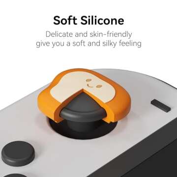 GeekShare Thumb Grip Caps,4PCS Anti-Slip Thumbstick Cover Soft Silicone Analog Stick Cover,Cute Poached Egg Toast Joystick Caps Compatible with Switch/OLED Switch Lite - Breakfast Theme