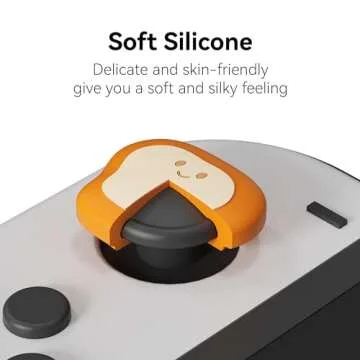 GeekShare Thumb Grip Caps,4PCS Anti-Slip Thumbstick Cover Soft Silicone Analog Stick Cover,Cute Poached Egg Toast Joystick Caps Compatible with Switch/OLED Switch Lite - Breakfast Theme