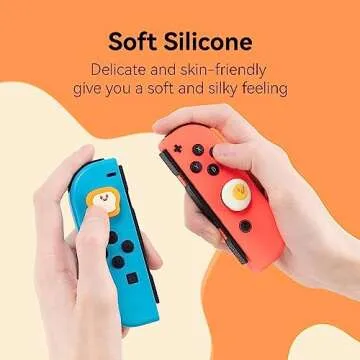 GeekShare Thumb Grip Caps,4PCS Anti-Slip Thumbstick Cover Soft Silicone Analog Stick Cover,Cute Poached Egg Toast Joystick Caps Compatible with Switch/OLED Switch Lite - Breakfast Theme
