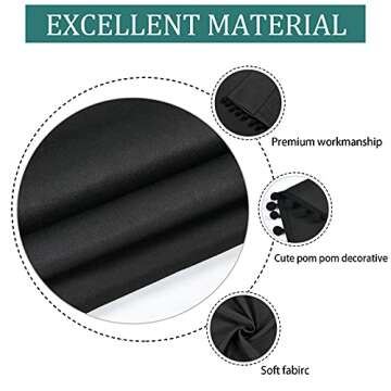 Elegant Black Pom Pom Blackout Curtains 84 Inch Panels