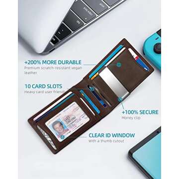 Zitahli Airtag-Wallet-Mens-Slim-RFID Blocking Wallet Leather with Money Clip Air Tag Wallet Card Hol...