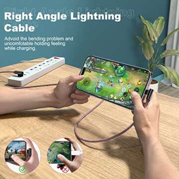 3 Pack iPhone Charger 10FT [Apple MFi Certified] Right Angle Lightning Cable Fast Charging Cord, Car Cable for iPhone 14 13 12 11 Pro/Pro Max/Mini/XS/XR/8 7 Plus, iPad, CarPlay