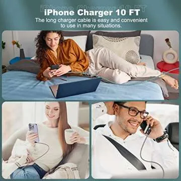 3 Pack iPhone Charger 10FT [Apple MFi Certified] Right Angle Lightning Cable Fast Charging Cord, Car Cable for iPhone 14 13 12 11 Pro/Pro Max/Mini/XS/XR/8 7 Plus, iPad, CarPlay