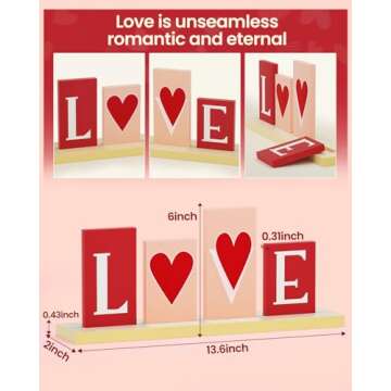 OLANRUN Valentines Day Decorations, Wooden LOVE Valentines Day Table Decor Sign, Valentines Day Deco...