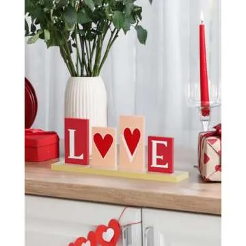 OLANRUN Valentines Day Wooden LOVE Decor for Home