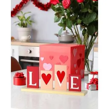 OLANRUN Valentines Day Wooden LOVE Decor for Home