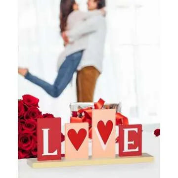 OLANRUN Valentines Day Wooden LOVE Decor for Home