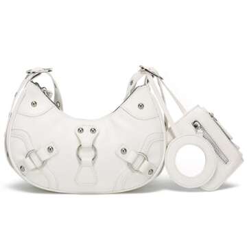 CATMICOO Shoulder Bag Y2K Purse: White Cute 90s Punk Underarm Purse