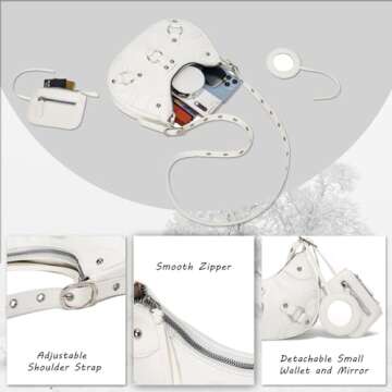 CATMICOO Shoulder Bag Y2K Purse: White Cute 90s Punk Underarm Purse