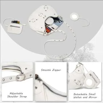 CATMICOO Shoulder Bag Y2K Purse: White Cute 90s Punk Underarm Purse