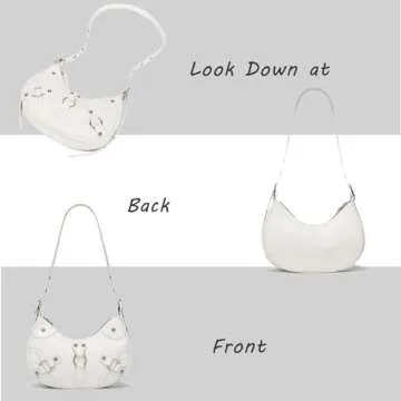 CATMICOO Shoulder Bag Y2K Purse: White Cute 90s Punk Underarm Purse
