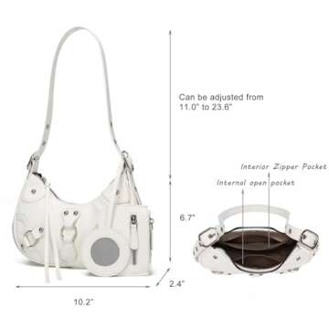 CATMICOO Shoulder Bag Y2K Purse: White Cute 90s Punk Underarm Purse