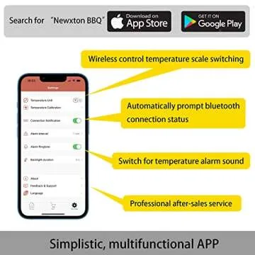Newxton Bluetooth Grill Meat Thermometer with 4 Color Probes, Digital Instant Read, Food Cooking Thermometer for Smoker, Oven, BBQ, Remote control via iOS, Android, 192 feet Range