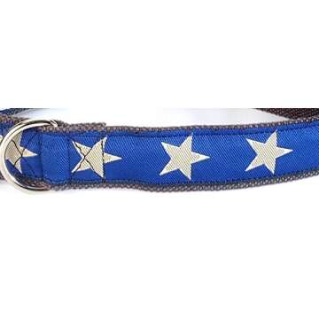 Earthdog Adjustable Hemp Dog Collar in Star Pattern (Blue, Small)