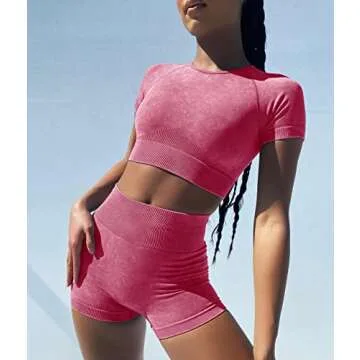 OLCHEE Seamless Acid Wash Workout Set - Stylish Comfort