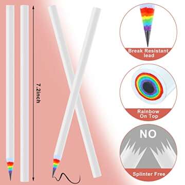 24 Pieces Rainbow Paper Pencils, Friendly Pencils, Rainbow Hb Pencils, White Barrel Graphite Pencils...