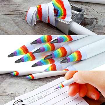 24 Pieces Rainbow Paper Pencils, Friendly Pencils, Rainbow Hb Pencils, White Barrel Graphite Pencils for Teachers Students Office Writing Drawing Sketching