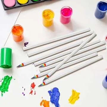 24 Pieces Rainbow Paper Pencils, Friendly Pencils, Rainbow Hb Pencils, White Barrel Graphite Pencils for Teachers Students Office Writing Drawing Sketching