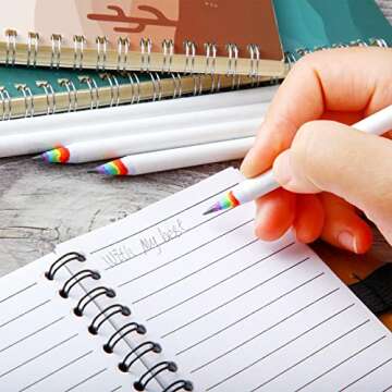 24 Pieces Rainbow Paper Pencils, Friendly Pencils, Rainbow Hb Pencils, White Barrel Graphite Pencils for Teachers Students Office Writing Drawing Sketching