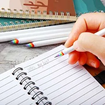 24 Pieces Rainbow Paper Pencils, Friendly Pencils, Rainbow Hb Pencils, White Barrel Graphite Pencils for Teachers Students Office Writing Drawing Sketching
