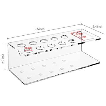 MyGift Whiteboard Supply Storage, 10-Slot Clear Acrylic Dry Erase Marker and Eraser Holder, Wall Mounted Office Accessories Organizer Storage Rack