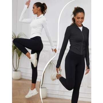 Gihuo Women's 2 Pack Athletic Crop Jackets - Lightweight