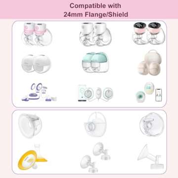 10PCS Flange Inserts 13/15/17/19/21mm,Compatible with Momcozy S12 Pro/M5/S9 Pro Hands-Free Breast Pump,Use for Medela/Spectra/Elvie/Willow/TSRETE/kmaier 24mm Shields/Flanges,Reduce 24mm to Other Size