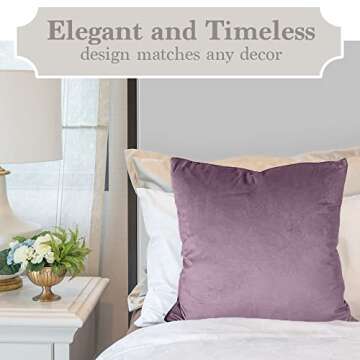 The Connecticut Home Company Velvet Throw Pillow Covers, Set of 2, Soft Decorative Solid Pillowcases, Luxury Home Décor Accent Cushion Cases for Livingroom Couch, Bedroom, Sofa Bed, 12x20, Amethyst