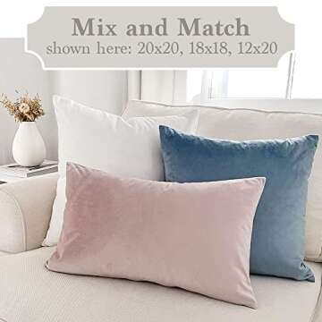 The Connecticut Home Company Velvet Throw Pillow Covers, Set of 2, Soft Decorative Solid Pillowcases, Luxury Home Décor Accent Cushion Cases for Livingroom Couch, Bedroom, Sofa Bed, 12x20, Amethyst