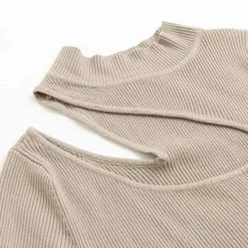 Glamaker Women's Sexy Long Sleeve Ribbed Sweater Dress Bodycon Midi Long Sweater Dresses