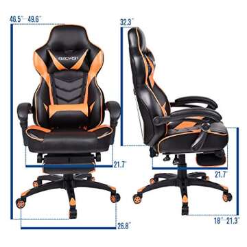 ARTETHYS Gaming Chair for Adults Ergonomic Racing Style High Back Computer Seating with Footrest Hea...