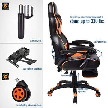 Ergonomic Gaming Chair with Footrest and Lumbar Support