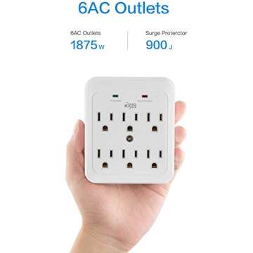 KMC Surge Protector - 6 Outlet Adapter with 980 Joules