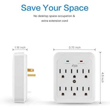 KMC Surge Protector - 6 Outlet Adapter with 980 Joules
