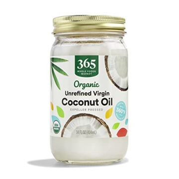 365 Organic Unrefined Coconut Oil 14 Fl Oz for Cooking and Skin Care
