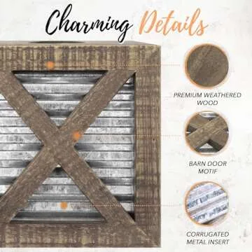 Autumn Alley Barn Door Rustic Square Farmhouse Tissue Box Cover, Farmhouse Bathroom Accessories, Rustic Bathroom Décor Tissue Holder, Wood Tissue Box Cover with Galvanized Decor