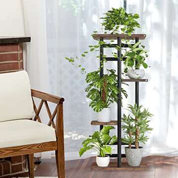 INGIORDAR Plant Stand 4 Tier 5 Potted Indoor Corner Tiered Plant Organizer