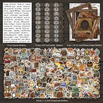 ANERZA 531 PCS Vintage Scrapbooking Supplies Stickers, Aesthetic Scrapbook Paper Art Journaling Kit for Bullet Journals, Ephemera for Junk Journal, Washi Stickers, Cottagecore Decoupage for Adults