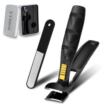 SHINLEA Angled Head Nail Clippers with Nail Chip Collector for Easy Use