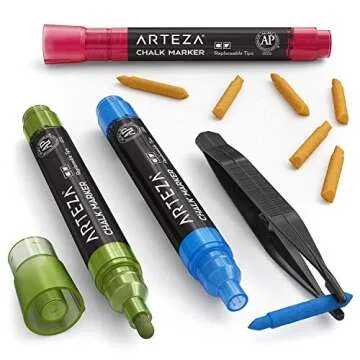ARTEZA Liquid Chalk Markers in 42 Colors with Chalkboard Labels