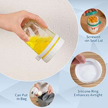 GUUTRY Overnight Oats Containers with lids and Spoons: 16 oz Mason Jars for Overnight Oats - 4 Pack Glass Meal Prep Container for Oatmeal - Food Storage Containers/Canning Jars/Food Jars