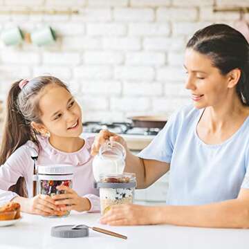 GUUTRY Overnight Oats Containers with lids and Spoons: 16 oz Mason Jars for Overnight Oats - 4 Pack Glass Meal Prep Container for Oatmeal - Food Storage Containers/Canning Jars/Food Jars