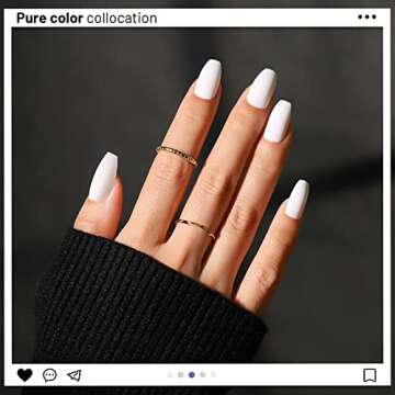 Press On Nails Medium Length, HNYYZL Coffin Matte Fake Nails Full Cover, 10 Solid Colors Short Ballerina Press On Nails, 10 Packs Acyclic False Nails Tips Set with Nail Glue, Nail File for Nail Art