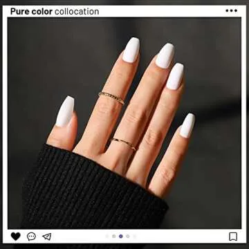 Press On Nails Medium Length, HNYYZL Coffin Matte Fake Nails Full Cover, 10 Solid Colors Short Ballerina Press On Nails, 10 Packs Acyclic False Nails Tips Set with Nail Glue, Nail File for Nail Art