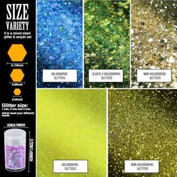 Teenitor Glitter, Holographic Chunky Glitters and Fine Glitters, Body Glitter for Nails, Face Glitte...