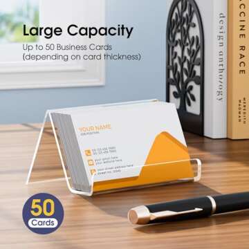 MaxGear Acrylic Business Card Holder for Desk, Multiple Premium Business Card Stand for Workspace, C...